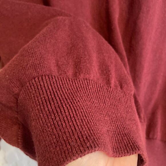 LL Bean Maroon Burgundy 1/4 Zip Cotton Cashmere Blend Preppy Sweater Size Lrage - Picture 12 of 16